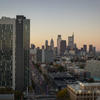 Philadelphia skyline at sunset. 