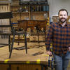 Daniel Clark poses with his work.