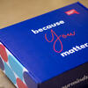 a blue box with the words 'because you matter' printed on the top