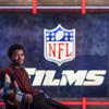 Tyji Mays sitting in front of the NFL Films logo.