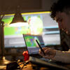 Nick Santangelo focuses on his animations.