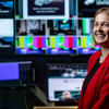 Brynna Haupt poses for a photo in the Philadelphia Eagles production studio.